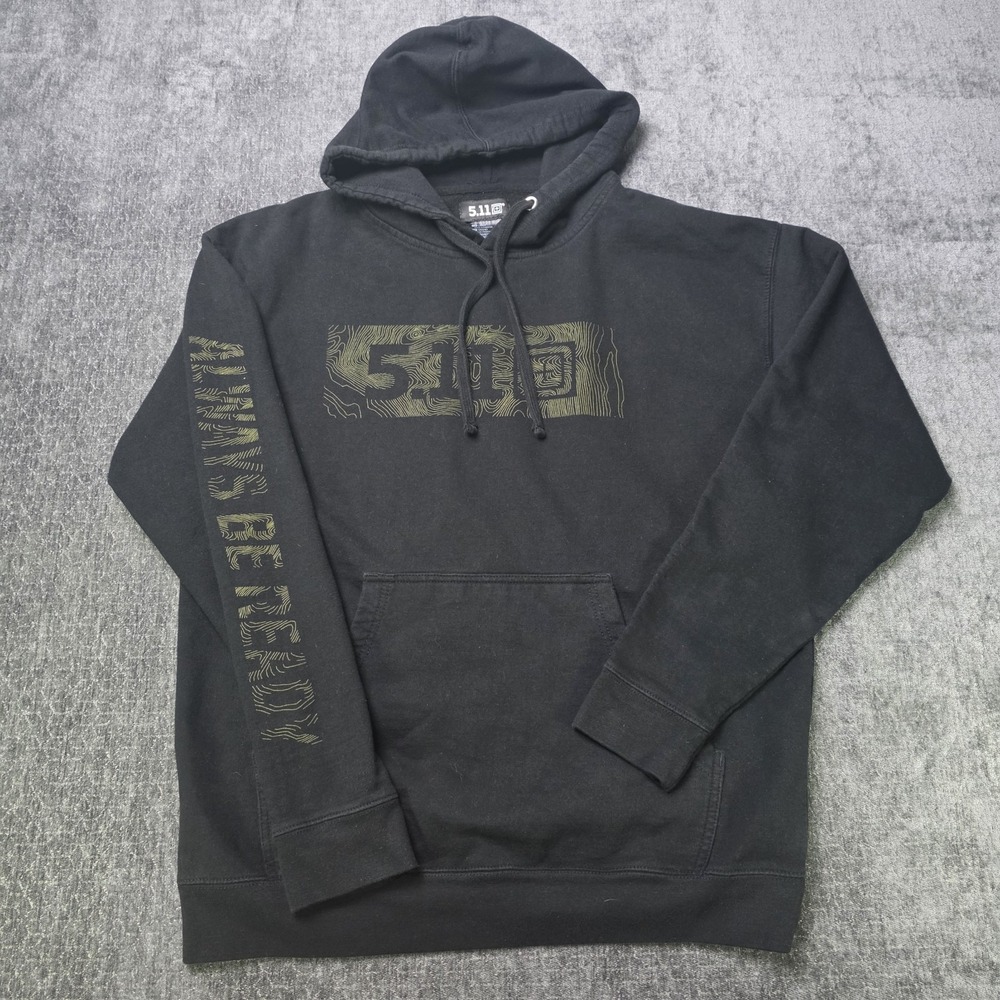 5.11 Tactical Hoodie Mens Large Black Sweatshirt Always Be Ready Spellout 511 L
